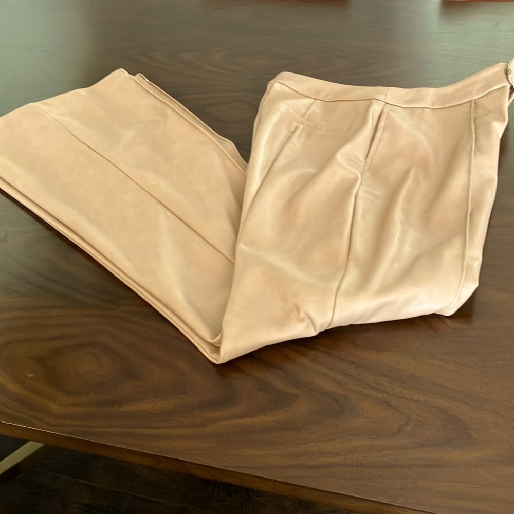 SALE Neutral pleather pant size 10. Designer AVEC  LES FILLES.